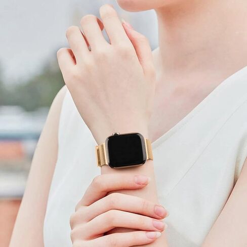 Compatible with Apple Watch Bands Series 10 46mm 42mm / Series 9 8 7 41mm 45mm / Series 6 5 4 SE2 SE 40mm 44mm / Series 3 38mm 42mm / Ultra 49mm Stainless Steel Mesh Metal Band for iWatch Bands in Kuwait