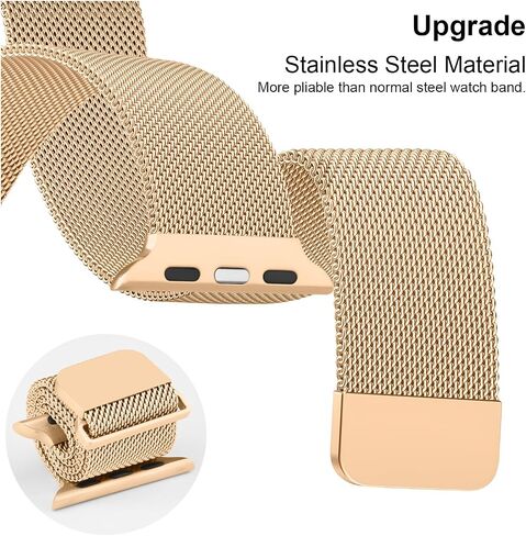 Compatible with Apple Watch Bands Series 10 46mm 42mm / Series 9 8 7 41mm 45mm / Series 6 5 4 SE2 SE 40mm 44mm / Series 3 38mm 42mm / Ultra 49mm Stainless Steel Mesh Metal Band for iWatch Bands in Kuwait