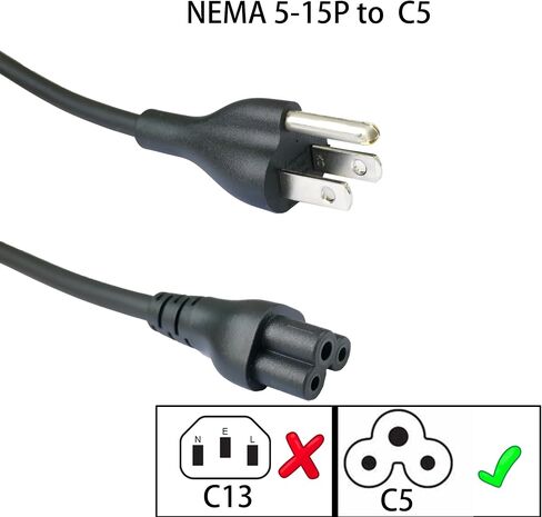 3 Prong Power Cord Replacement Power Cable for Computers, TV, Monitors, NEMA 5-15P to IEC 60320 C5 | 18AWG | 125V 10A, 3 Ft / 3' AC Cable in Saudi Arabia