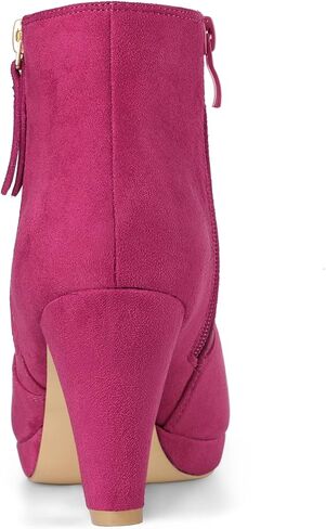 Allegra K Women's Chunky Heel Platform Ankle Boots | Round Toe, Side Zipper, Heel (3 1/7 Inches), Party, Halloween days, Christmas Days, Dating, Evening in Saudi Arabia