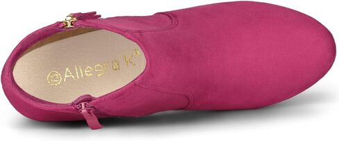 Allegra K Women's Chunky Heel Platform Ankle Boots | Round Toe, Side Zipper, Heel (3 1/7 Inches), Party, Halloween days, Christmas Days, Dating, Evening in Saudi Arabia