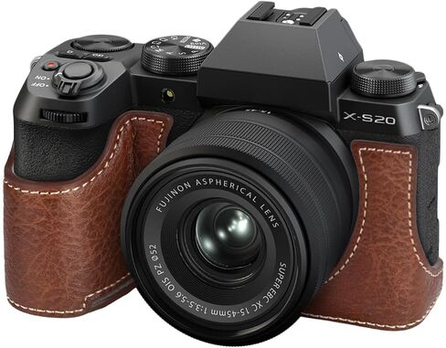 حافظة XS20، حافظة نصف كاميرا لهاتف Fuji XS20، حافظة نصف حافظة من جلد البولي يوريثان متوافقة مع كاميرا Fujifilm X-S20 الرقمية - أسود in Kuwait
