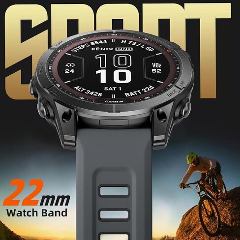 Sport Band Compatible with Garmin Instinct Watch - Quick Fit 22mm Watchband for Fenix E/8-47mm/7/6/5/Forerunner 965/955/945/935/745/Epix 2/Approach S70/S62/S60/Quatix 7/6/5/MARQ Silicone Strap in Saudi Arabia