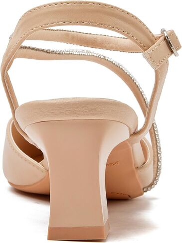 kkdom Women's Sparkle Rhinestone Slingback Low Kitten Heels Closed Pointed Toe Ankle Strap Dress Pump Shoes in Saudi Arabia