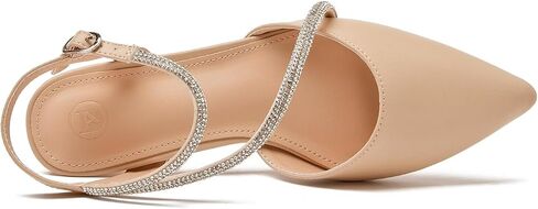 kkdom Women's Sparkle Rhinestone Slingback Low Kitten Heels Closed Pointed Toe Ankle Strap Dress Pump Shoes in Saudi Arabia
