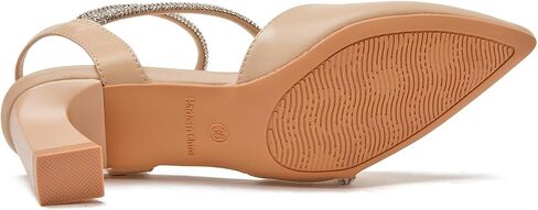 kkdom Women's Sparkle Rhinestone Slingback Low Kitten Heels Closed Pointed Toe Ankle Strap Dress Pump Shoes in Saudi Arabia