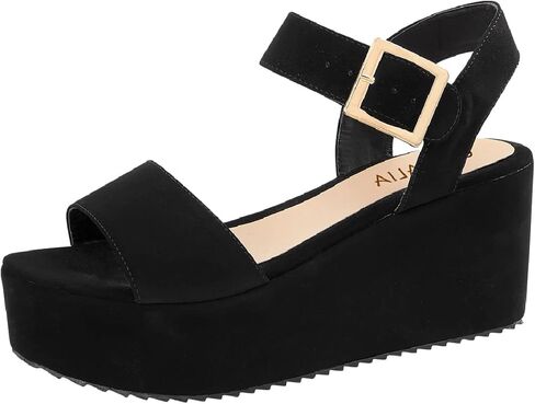 CASTALIA Suede Platforms for Women Black Heels. Fashion Woman Heels. Confort, 2.7" Wide Platform. in Saudi Arabia