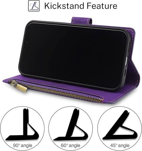 Antsturdy Motorola One 5G Ace 2021 حافظة محفظة مع حامل بطاقة للنساء والرجال، Motorola One 5G Ace 2021 حافظة هاتف RFID تحجب غطاء الوجه من جلد البولي يوريثان مع حزام بسحاب وفتحات لبطاقة الائتمان، أرجواني in Kuwait