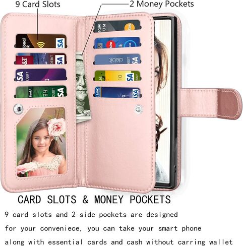 Njjex Wallet Case for Samsung Galaxy Note 10, for Galaxy Note 10 Case (2019), [9 Card Slots] PU Leather ID Credit Holder Folio Flip [Detachable] [Kickstand] Magnetic Phone Cover & Lanyard [Black] in Saudi Arabia