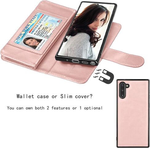 Njjex Wallet Case for Samsung Galaxy Note 10, for Galaxy Note 10 Case (2019), [9 Card Slots] PU Leather ID Credit Holder Folio Flip [Detachable] [Kickstand] Magnetic Phone Cover & Lanyard [Black] in Saudi Arabia