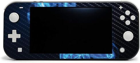 MightySkins Carbon Fiber Skin for Nintendo Switch Lite - Blue Flames | Protective, Durable Textured Carbon Fiber Finish | Easy to Apply, Remove, and Change Styles | Made in The USA in Saudi Arabia
