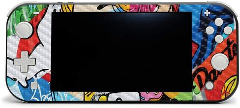 MightySkins Carbon Fiber Skin for Nintendo Switch Lite - Blue Flames | Protective, Durable Textured Carbon Fiber Finish | Easy to Apply, Remove, and Change Styles | Made in The USA in Saudi Arabia
