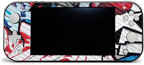 MightySkins Carbon Fiber Skin for Nintendo Switch Lite - Blue Flames | Protective, Durable Textured Carbon Fiber Finish | Easy to Apply, Remove, and Change Styles | Made in The USA in Saudi Arabia