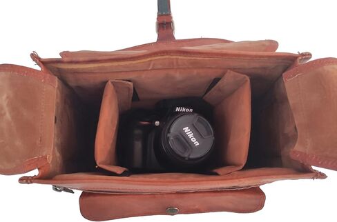 Genuine Leather DSLR Camera Bag Messenger Sling Handbag Fit DSLR with 2 Lenses for Canon Sony Nikon Canon Olympus and So On, 11-CAMGFF, Brown, Small in Saudi Arabia