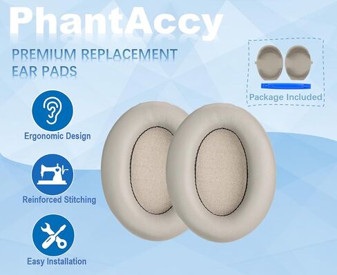 Replacement Ear Pads Cushions for Sony WH-1000XM3 Noise Canceling Headphones, with Soft-Touch Leather, Breathable Noise Isolation Memory Foam, Long-Lasting Comfort, Easy Installation (Gray) in Saudi Arabia