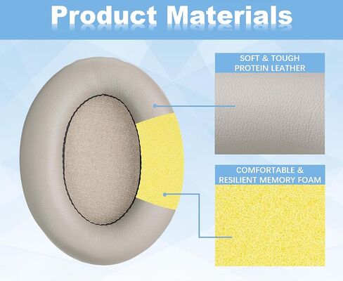 Replacement Ear Pads Cushions for Sony WH-1000XM3 Noise Canceling Headphones, with Soft-Touch Leather, Breathable Noise Isolation Memory Foam, Long-Lasting Comfort, Easy Installation (Gray) in Saudi Arabia