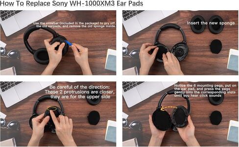 Replacement Ear Pads Cushions for Sony WH-1000XM3 Noise Canceling Headphones, with Soft-Touch Leather, Breathable Noise Isolation Memory Foam, Long-Lasting Comfort, Easy Installation (Gray) in Saudi Arabia