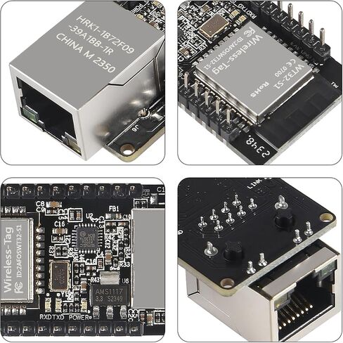 2 قطعة WT32-ETH01 منفذ تسلسلي مضمن لشبكة إيثرنت ESP32 وحدة لوحة تطوير متوافقة مع بلوتوث يدعم الوضع المزدوج واي فاي، إيثرنت، محول إيثرنت مخرج بلوتوث in Saudi Arabia