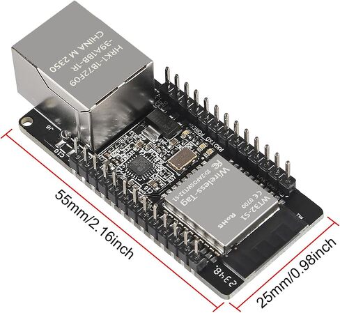 2 قطعة WT32-ETH01 منفذ تسلسلي مضمن لشبكة إيثرنت ESP32 وحدة لوحة تطوير متوافقة مع بلوتوث يدعم الوضع المزدوج واي فاي، إيثرنت، محول إيثرنت مخرج بلوتوث in Saudi Arabia