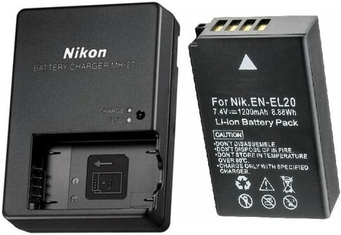 MH-27 EN-EL20 Camera Battery and Charger kit for for EN-EL20a, EN-EL22, EN-EL22a, 1 AW1,1 J1,1 J2,1 J3,1 S1,1 V3,1S1, Coolpix A,J3 MH-29 MH27Charger. in Saudi Arabia