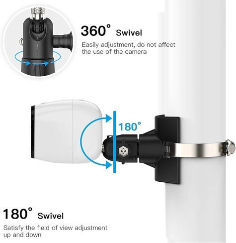 حامل عمود كاميرا أمان خارجي بدون حفر، حامل عمود عالمي متوافق مع Ring وEufy وWyze وArlo وGoogle Nest والكاميرات والمزيد - أسود - قطعتان in Kuwait