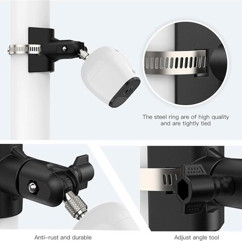 حامل عمود كاميرا أمان خارجي بدون حفر، حامل عمود عالمي متوافق مع Ring وEufy وWyze وArlo وGoogle Nest والكاميرات والمزيد - أسود - قطعتان in Kuwait