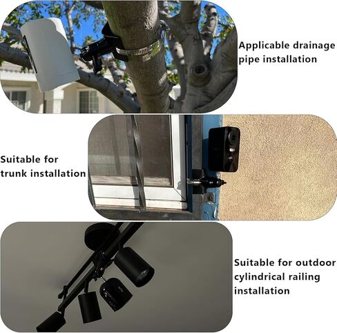 حامل عمود كاميرا أمان خارجي بدون حفر، حامل عمود عالمي متوافق مع Ring وEufy وWyze وArlo وGoogle Nest والكاميرات والمزيد - أسود - قطعتان in Kuwait