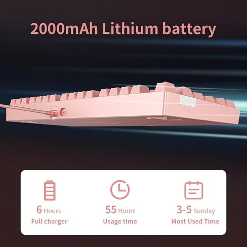 لوحة مفاتيح ميكانيكية لاسلكية وضع ثلاثي 2.4G/USB-C/BT لوحة المفاتيح | لوحة مفاتيح ميكانيكية للألعاب مكونة من 87 مفتاحًا ولوحة مفاتيح قابلة للتبديل مع إضاءة خلفية بيضاء، ولوحة مفاتيح TKL، ولوحة مفاتيح زرقاء بنسبة 80%، ولوحة مفاتيح وردية in Kuwait