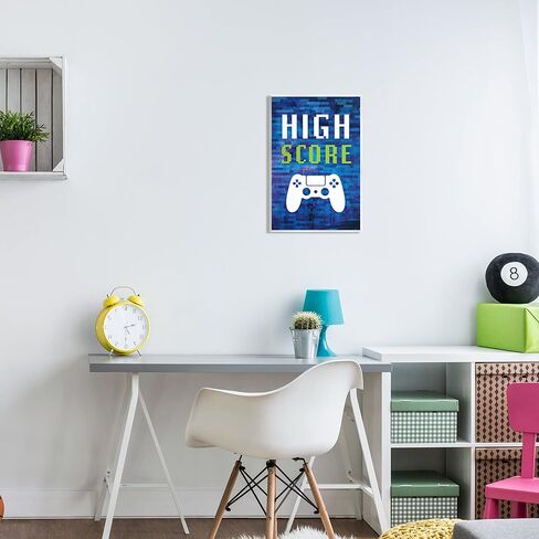 Stupell Industries High Score Pixel Style Gaming Controller Typography Wood Wall Art, Design By Victoria Barnes in Saudi Arabia