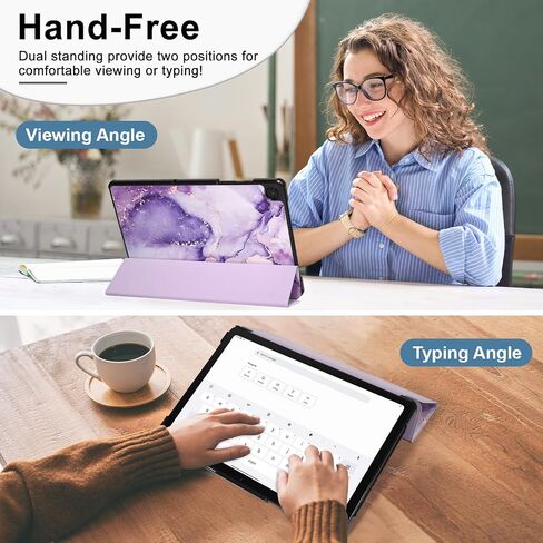 Caweet Case for Samsung Galaxy Tab A9+ / A9 Plus 11 Inch 2023, Ultra Slim Lightweight Hard Back Shell Tri-Fold Stand Cover with Atuo Sleep/Wake, Lilac Marble in Saudi Arabia