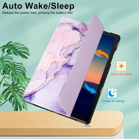 Caweet Case for Samsung Galaxy Tab A9+ / A9 Plus 11 Inch 2023, Ultra Slim Lightweight Hard Back Shell Tri-Fold Stand Cover with Atuo Sleep/Wake, Lilac Marble in Saudi Arabia