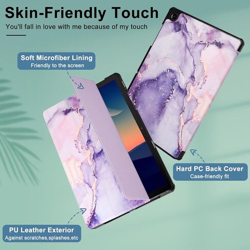Caweet Case for Samsung Galaxy Tab A9+ / A9 Plus 11 Inch 2023, Ultra Slim Lightweight Hard Back Shell Tri-Fold Stand Cover with Atuo Sleep/Wake, Lilac Marble in Saudi Arabia