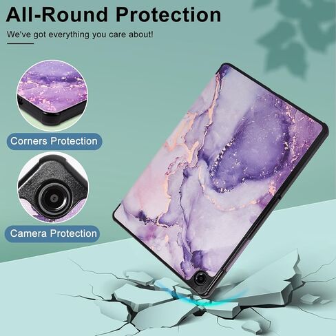 Caweet Case for Samsung Galaxy Tab A9+ / A9 Plus 11 Inch 2023, Ultra Slim Lightweight Hard Back Shell Tri-Fold Stand Cover with Atuo Sleep/Wake, Lilac Marble in Saudi Arabia