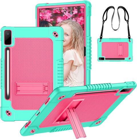 for Lenovo Tab P12 Case,for Lenovo Tab P12 12.7 Inch Tablet Case,Heavy Duty Kids Shockproof with Kickstand Shoulder Strap Case for Lenovo Tab P12 TB-370FU/Xiaoxin Pad Pro 371FC (Black/Black) in Saudi Arabia