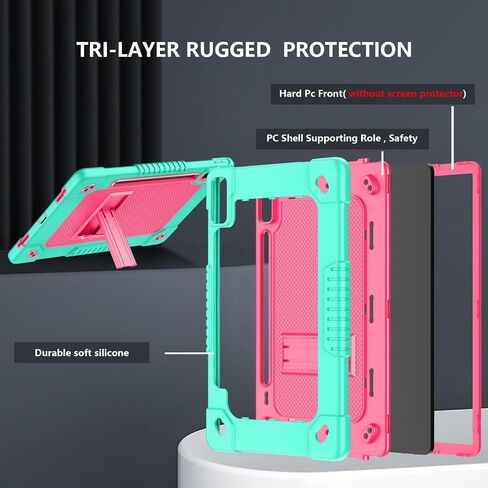 for Lenovo Tab P12 Case,for Lenovo Tab P12 12.7 Inch Tablet Case,Heavy Duty Kids Shockproof with Kickstand Shoulder Strap Case for Lenovo Tab P12 TB-370FU/Xiaoxin Pad Pro 371FC (Black/Black) in Saudi Arabia