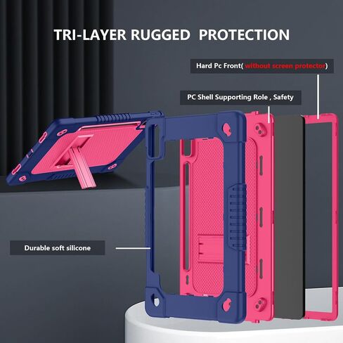 for Lenovo Tab P12 Case,for Lenovo Tab P12 12.7 Inch Tablet Case,Heavy Duty Kids Shockproof with Kickstand Shoulder Strap Case for Lenovo Tab P12 TB-370FU/Xiaoxin Pad Pro 371FC (Black/Black) in Saudi Arabia