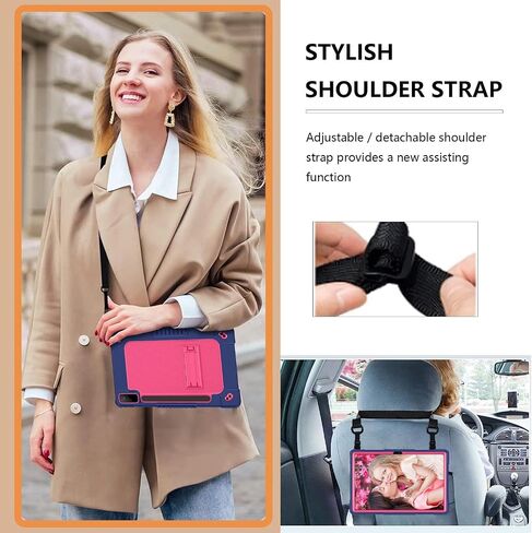 for Lenovo Tab P12 Case,for Lenovo Tab P12 12.7 Inch Tablet Case,Heavy Duty Kids Shockproof with Kickstand Shoulder Strap Case for Lenovo Tab P12 TB-370FU/Xiaoxin Pad Pro 371FC (Black/Black) in Saudi Arabia