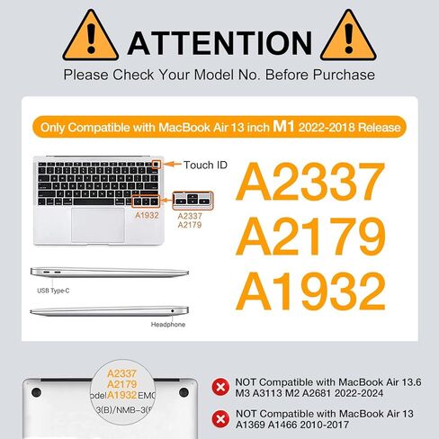 MOSISO Compatible with MacBook Air 13 inch Case 2022-2018 Release A2337 M1 A2179 A1932, Heavy Duty Shockproof Plastic Hard Case with Fold Kickstand&Keyboard Skin&Screen Protector&Type C, Black in Saudi Arabia