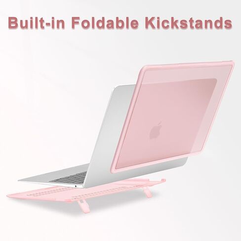 MOSISO Compatible with MacBook Air 13 inch Case 2022-2018 Release A2337 M1 A2179 A1932, Heavy Duty Shockproof Plastic Hard Case with Fold Kickstand&Keyboard Skin&Screen Protector&Type C, Black in Saudi Arabia