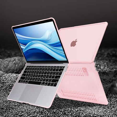 MOSISO Compatible with MacBook Air 13 inch Case 2022-2018 Release A2337 M1 A2179 A1932, Heavy Duty Shockproof Plastic Hard Case with Fold Kickstand&Keyboard Skin&Screen Protector&Type C, Black in Saudi Arabia