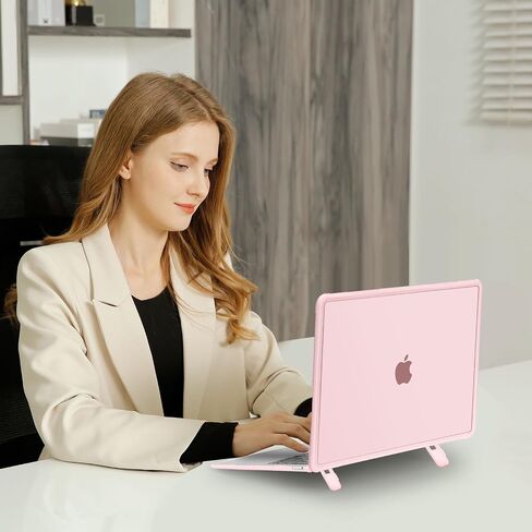 MOSISO Compatible with MacBook Air 13 inch Case 2022-2018 Release A2337 M1 A2179 A1932, Heavy Duty Shockproof Plastic Hard Case with Fold Kickstand&Keyboard Skin&Screen Protector&Type C, Black in Saudi Arabia