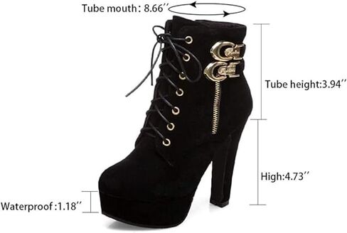 ForeMode Women Autumn Round Toe Lace up Ankle Buckle Chunky High Heel Platform Knight Boots in Saudi Arabia