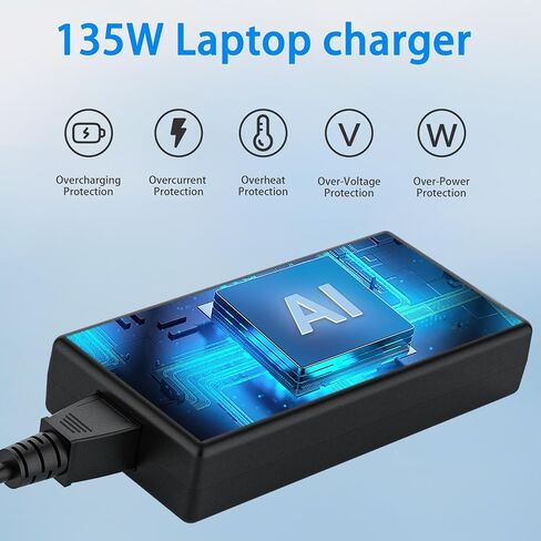 شاحن 135 واط مناسب لجهاز Acer Nitro 5 AN515-41 AN515-42 AN515-43 AN515-44 AN515-51 AN515-52 AN515-53 AN515-54 AN517-51 PA-1131-05 ADP-135K محول الكمبيوتر المحمول للألعاب in Kuwait