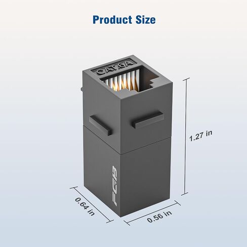 FGB 10 Gbps CAT6A RJ45 Keystone Coupler 25-Pack, CAT6A Keystone Jack, Ethernet Coupler Female to Female UTP for Cat6a/Cat6/Cat5e/Cat5, Black in Kuwait