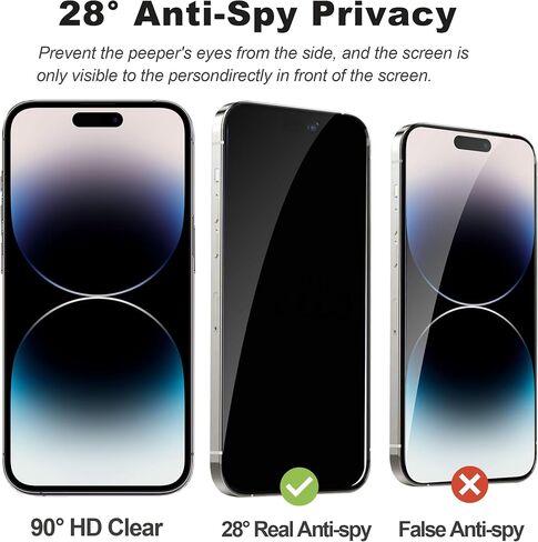 [2 Pack for iPhone 14 Pro Max Privacy Screen Protector, Privacy Full Coverage 9H Hardness Protection, Anti-Spy Tempered Glass Film Compatible for iPhone 14 Pro Max (6.7'') 2022, Bubble Free in Saudi Arabia