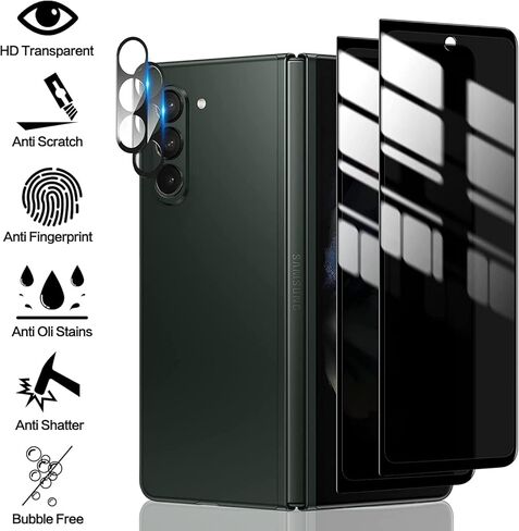 [واقي شاشة أمامي من الزجاج المقوى 8 في 1 لهاتف Samsung Galaxy Z Fold 5+ واقي غشاء داخلي ناعم للخصوصية + واقي عدسة الكاميرا + فيلم جانبي [مقاوم للخدش] [خالٍ من الفقاعات] in Kuwait
