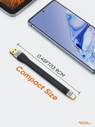 CableCreation Short USB 3.1 A to Type C Cable 5 inches, USB Type C Cable 3A Fast Charging, 5Gbps USB C to A FPC Cable for Quest Link, MacBook iPad Pro, Galaxy S22 S21/S20, SSD, 12cm, Black in Kuwait