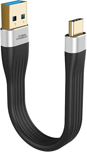 CableCreation Short USB 3.1 A to Type C Cable 5 inches, USB Type C Cable 3A Fast Charging, 5Gbps USB C to A FPC Cable for Quest Link, MacBook iPad Pro, Galaxy S22 S21/S20, SSD, 12cm, Black in Kuwait