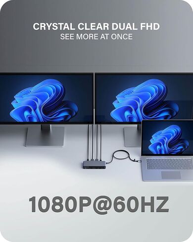 ALOGIC USB-C شاشة مزدوجة 1080p FHD Dock؛ توصيل طاقة 85 وات؛ 2X USB-A؛ 2X USB-C؛ 2X منافذ HDMI؛ إيثرنت؛ مقبس الصوت؛ قارئ بطاقات SD وMicro-SD؛ إصدار 10 في 1 MX2 lite HDMI. in Kuwait