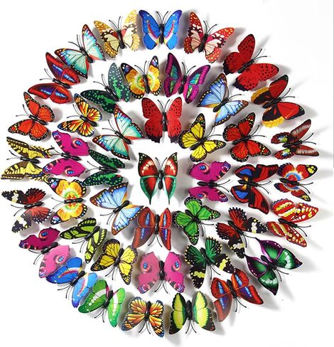 200PCS 3D Flying Butterflies Wall Decor Blue Butterfly Stickers Butterfly Party Decorations for Birthday Shower Party Supplies Crafts Art (Blue) in Saudi Arabia